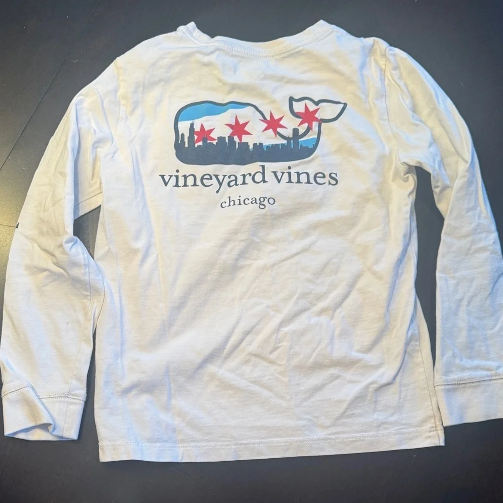 Vineyard Vines Kids White Long Sleeve Tee with Logo